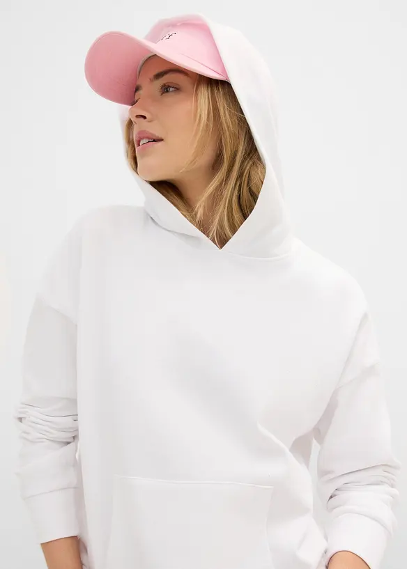 Oversizesweatshirt med huva i mjuk bomullsblandning, bonprix