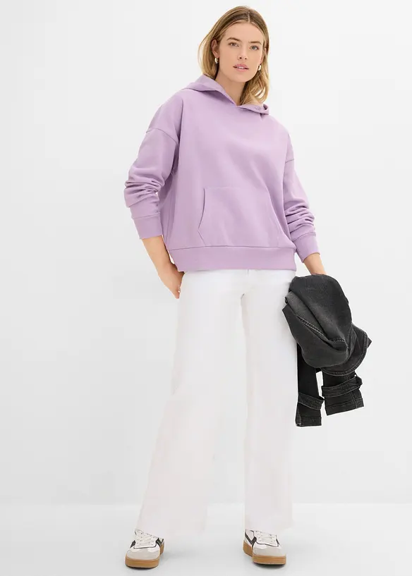 Oversizesweatshirt med huva i mjuk bomullsblandning, bonprix