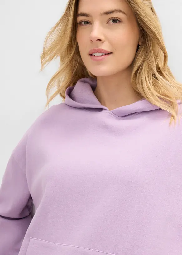 Oversizesweatshirt med huva i mjuk bomullsblandning, bonprix