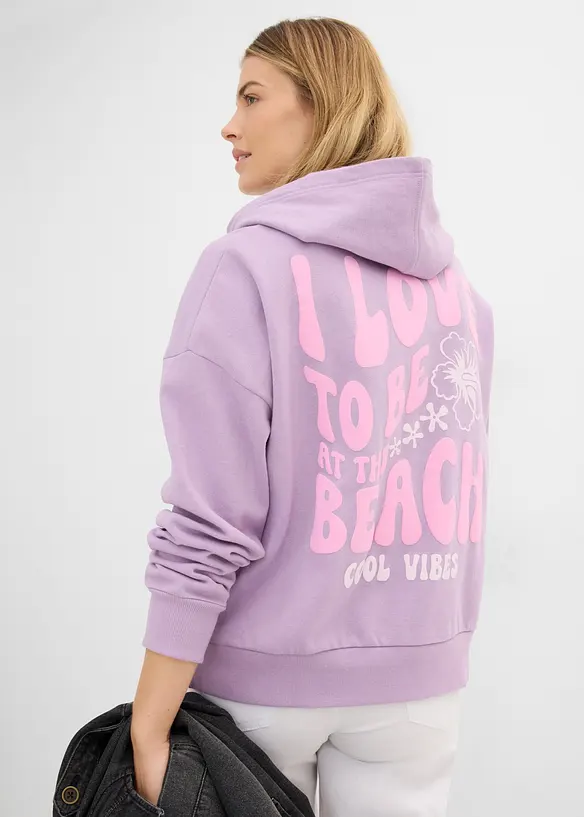 Oversizesweatshirt med huva i mjuk bomullsblandning, bonprix