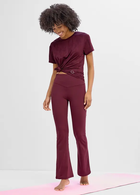 Snabbtorkande sportleggings med mobilficka, utst&auml;llda ben, bonprix