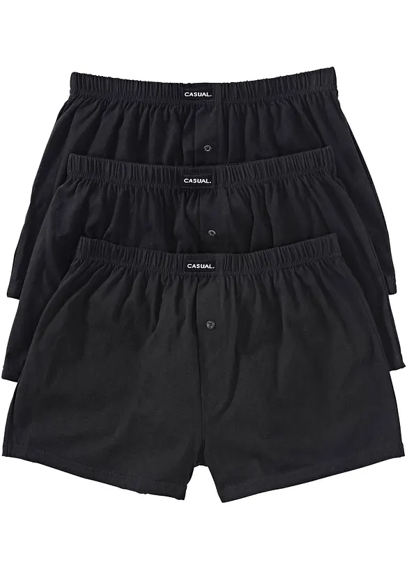 Ledigt skurna boxershorts i bomullsjersey (3-pack), bonprix