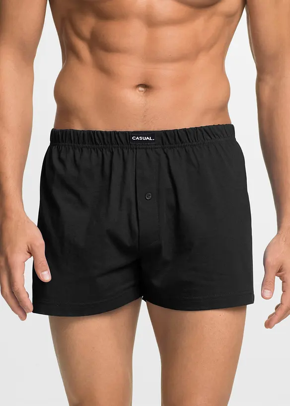 Ledigt skurna boxershorts i bomullsjersey (3-pack), bonprix