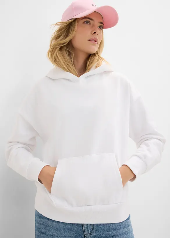 Oversizesweatshirt med huva i mjuk bomullsblandning, bonprix