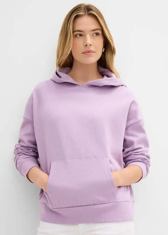 Oversizesweatshirt med huva i mjuk bomullsblandning, bonprix