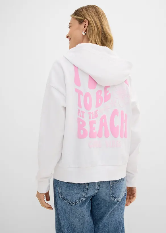 Oversizesweatshirt med huva i mjuk bomullsblandning, bonprix