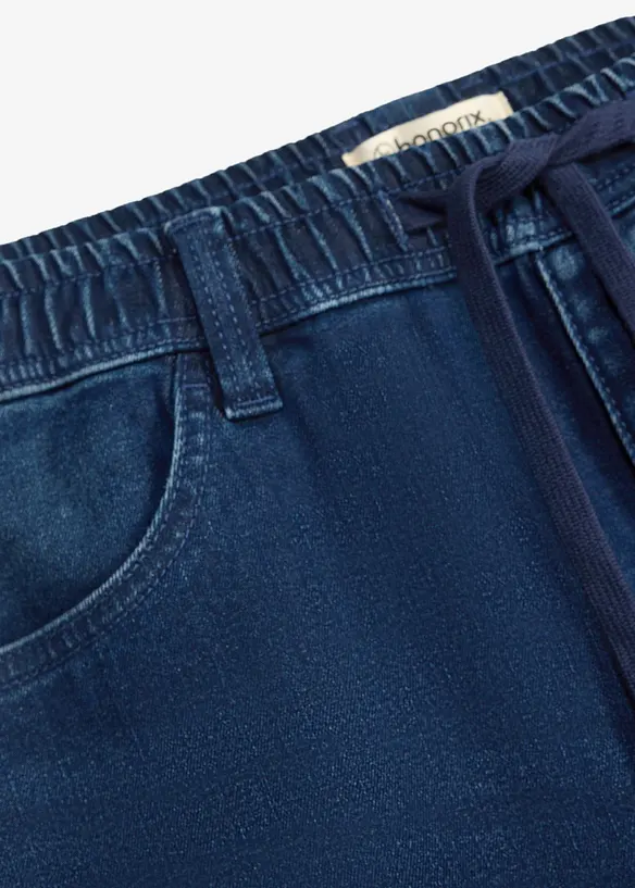 Relaxed Fit Jeans med res&aring;rmidja, Straight, bonprix