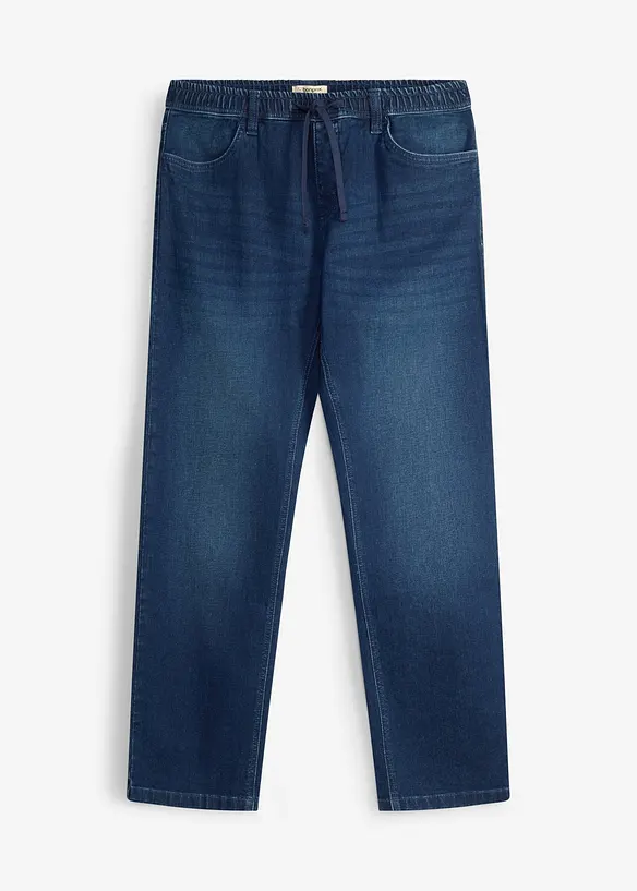 Relaxed Fit Jeans med res&aring;rmidja, Straight, bonprix