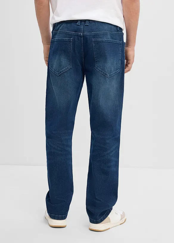 Relaxed Fit Jeans med res&aring;rmidja, Straight, bonprix