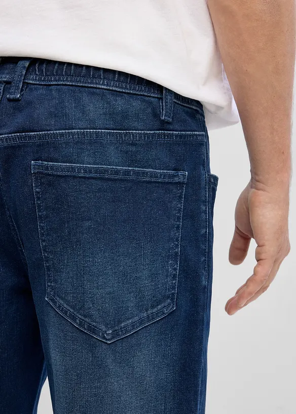 Relaxed Fit Jeans med res&aring;rmidja, Straight, bonprix