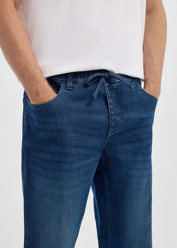 Relaxed Fit Jeans med res&aring;rmidja, Straight, bonprix