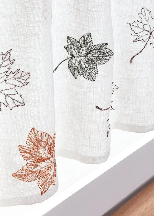 Caf&eacute;gardin med bladbroderi, bonprix