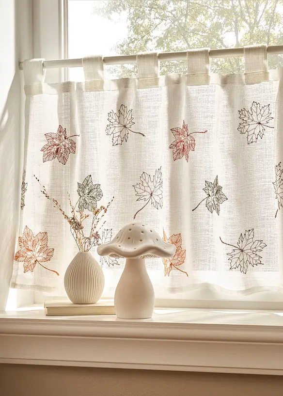 Caf&eacute;gardin med bladbroderi, bonprix