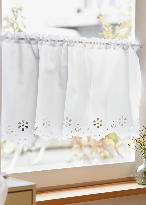 Halvtransparent caf&eacute;gardin med m&ouml;nstrad kant, bonprix
