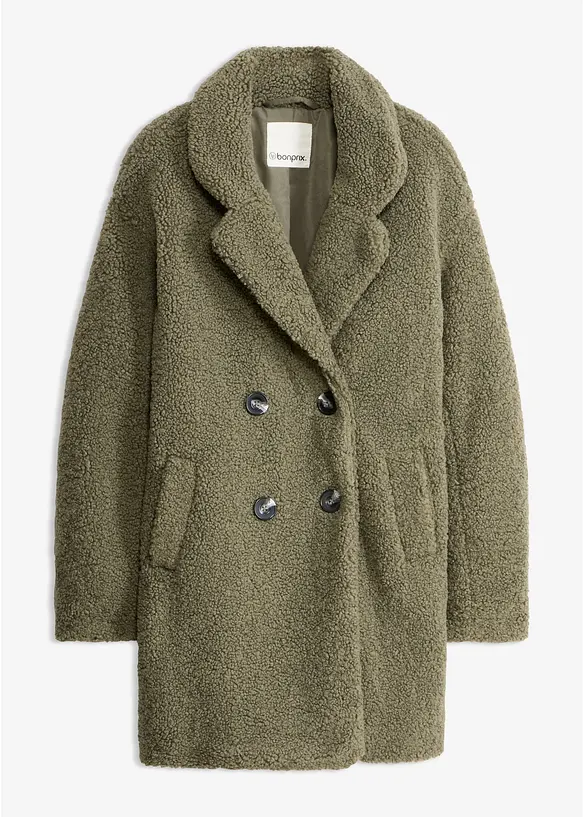Kort kappa i teddyp&auml;ls, bonprix