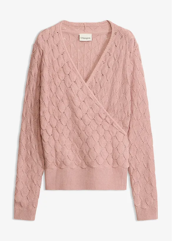 H&aring;lm&ouml;nstrad tr&ouml;ja med omlottlook, bonprix