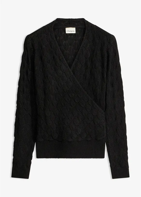 H&aring;lm&ouml;nstrad tr&ouml;ja med omlottlook, bonprix
