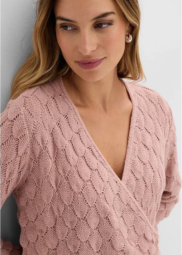 H&aring;lm&ouml;nstrad tr&ouml;ja med omlottlook, bonprix