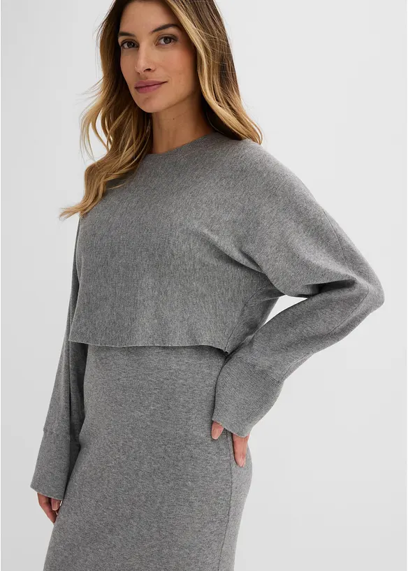 Stickad kl&auml;nning och topp (2 delar), bonprix
