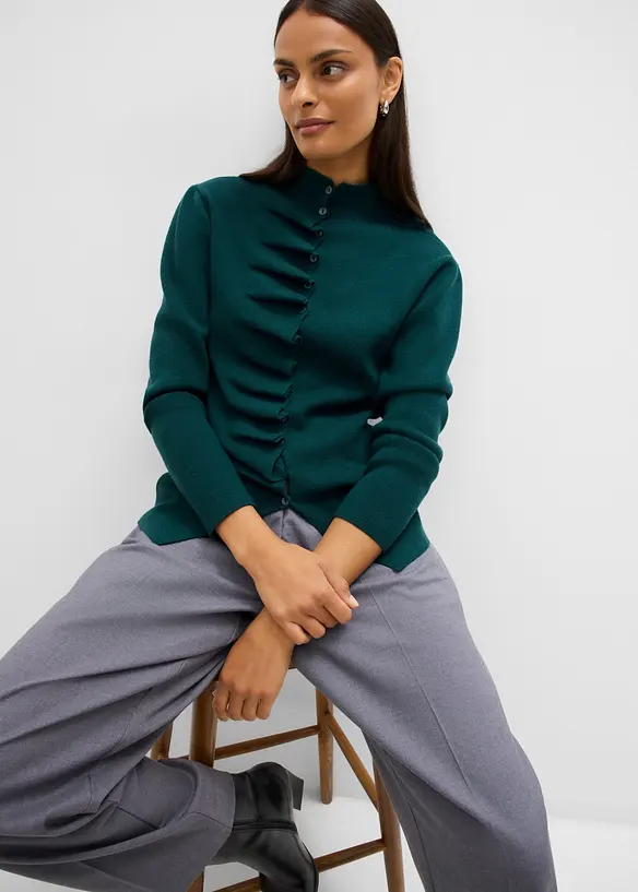 Finstickad cardigan av mjuk viskosmix, bonprix
