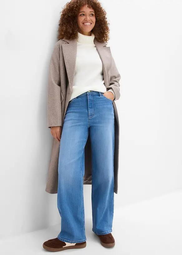 Wide Leg-jeans High Waist, ekologisk bomull, bonprix