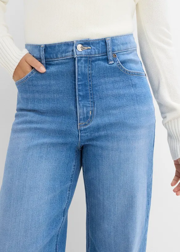 Wide Leg-jeans High Waist, ekologisk bomull, bonprix