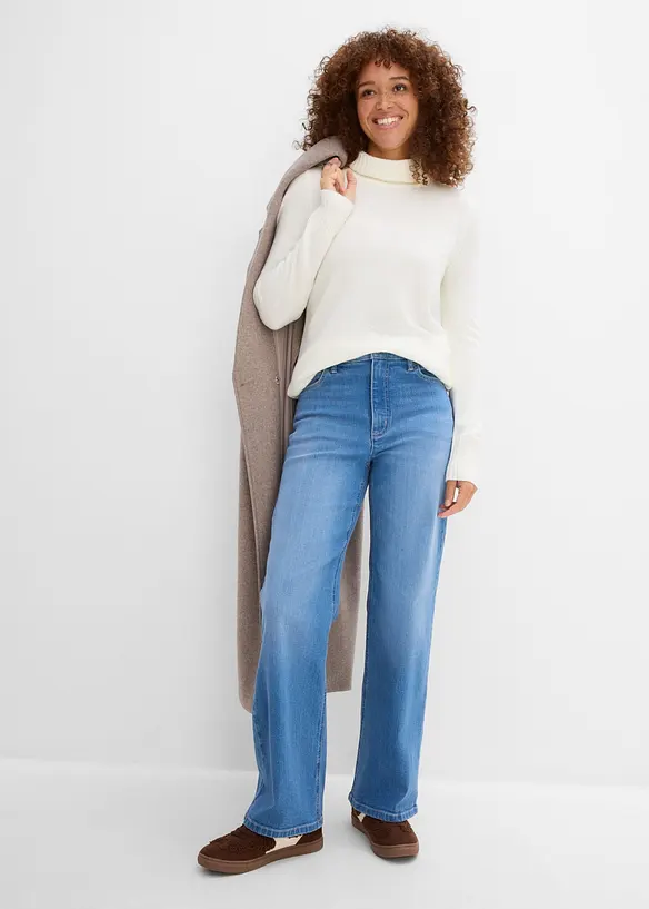 Wide Leg-jeans High Waist, ekologisk bomull, bonprix