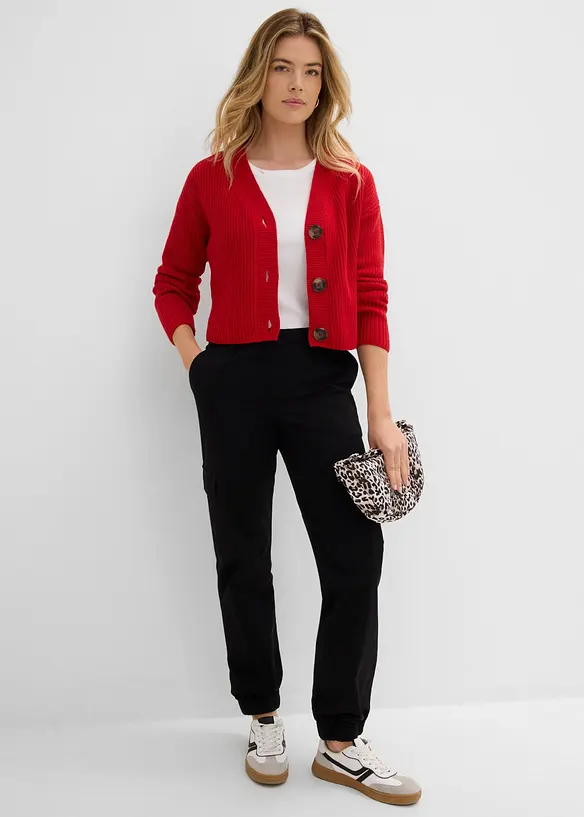 Grovstickad cardigan i bomull, bonprix