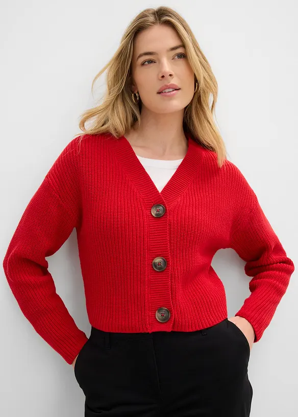 Grovstickad cardigan i bomull, bonprix