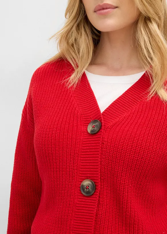 Grovstickad cardigan i bomull, bonprix