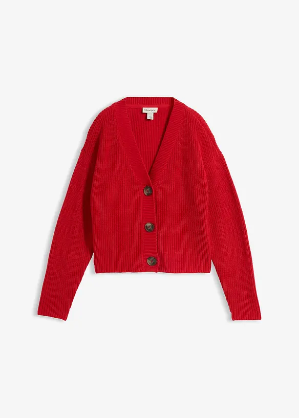 Grovstickad cardigan i bomull, bonprix