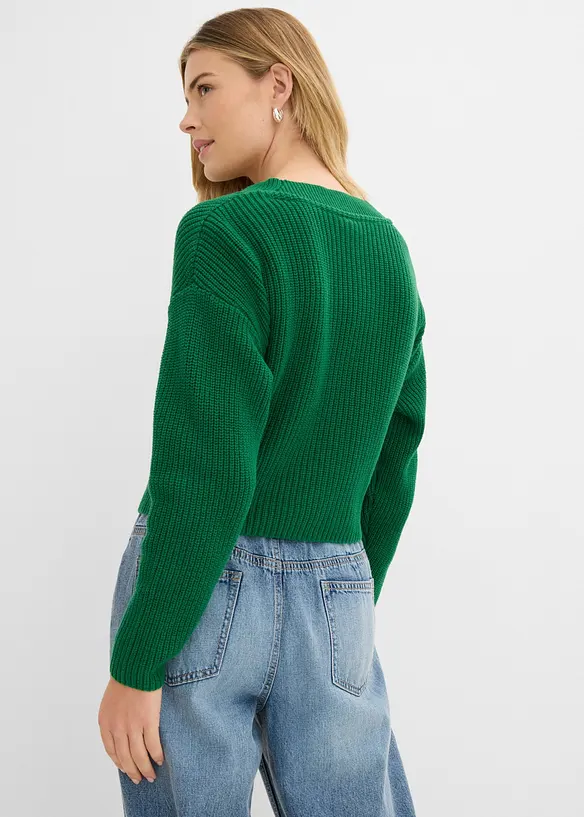 Grovstickad cardigan i bomull, bonprix