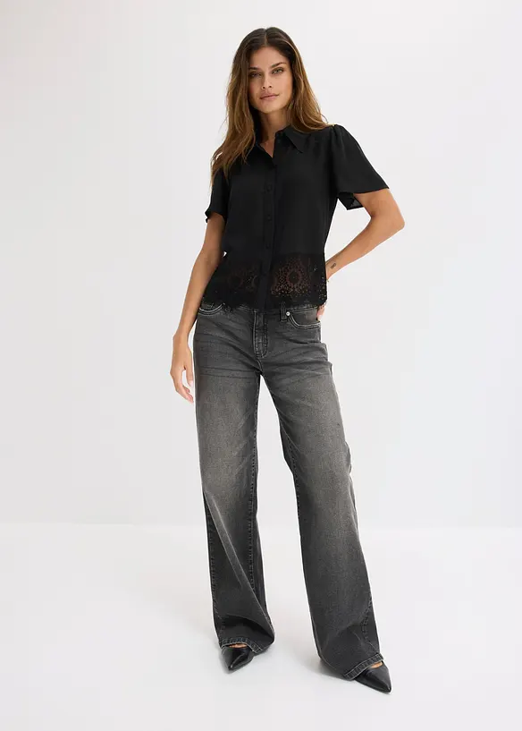 Blus med spets, bonprix