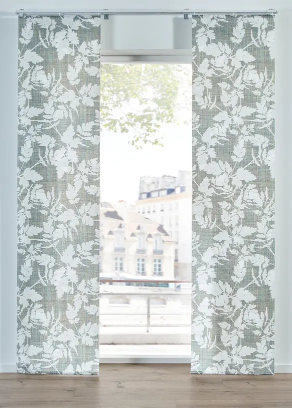 Ljusd&auml;mpande panelgardin med blomm&ouml;nster (1-pack), bonprix