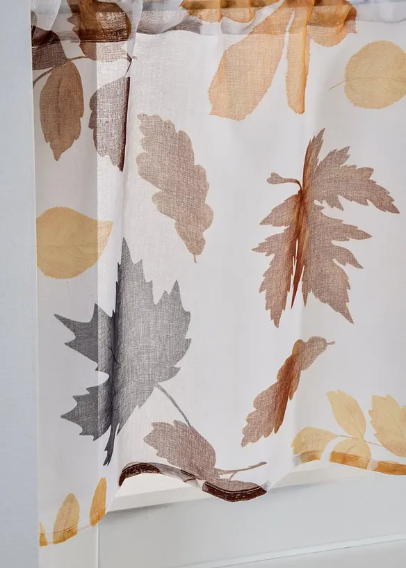 Caf&eacute;gardin med &aring;tervunnen polyester och bladm&ouml;nster, bonprix