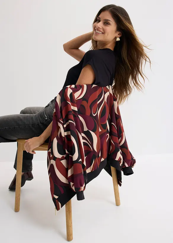 Blusjacka av satin med mjukt fall, bonprix