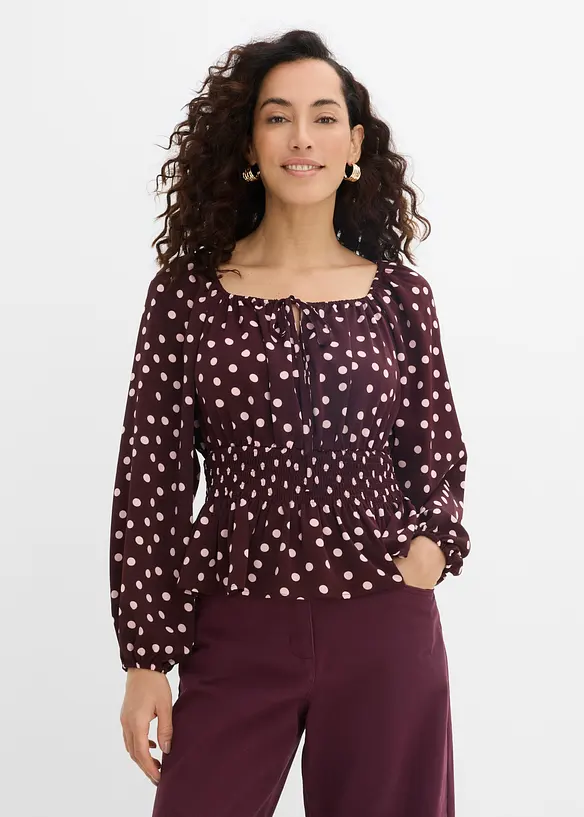 Blus i f&ouml;ljsam satin, bonprix