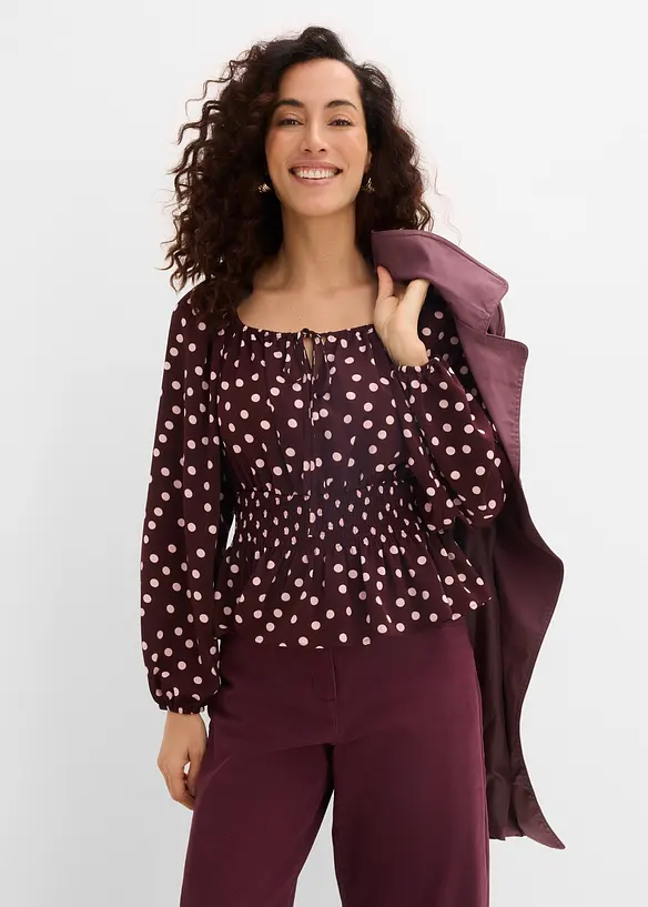 Blus i f&ouml;ljsam satin, bonprix