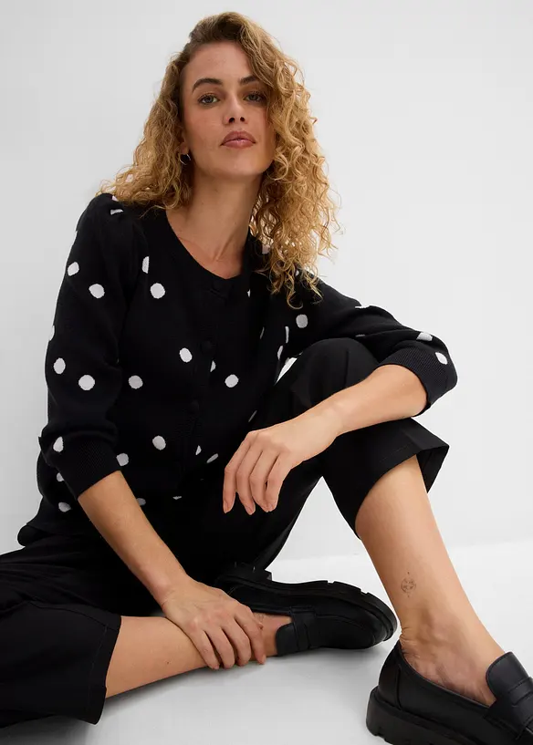 Cardigan i fintr&aring;dig viskosmix, bonprix