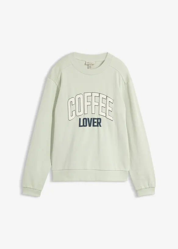 Sweatshirt i ekologisk bomull med puffigt tryck, bonprix