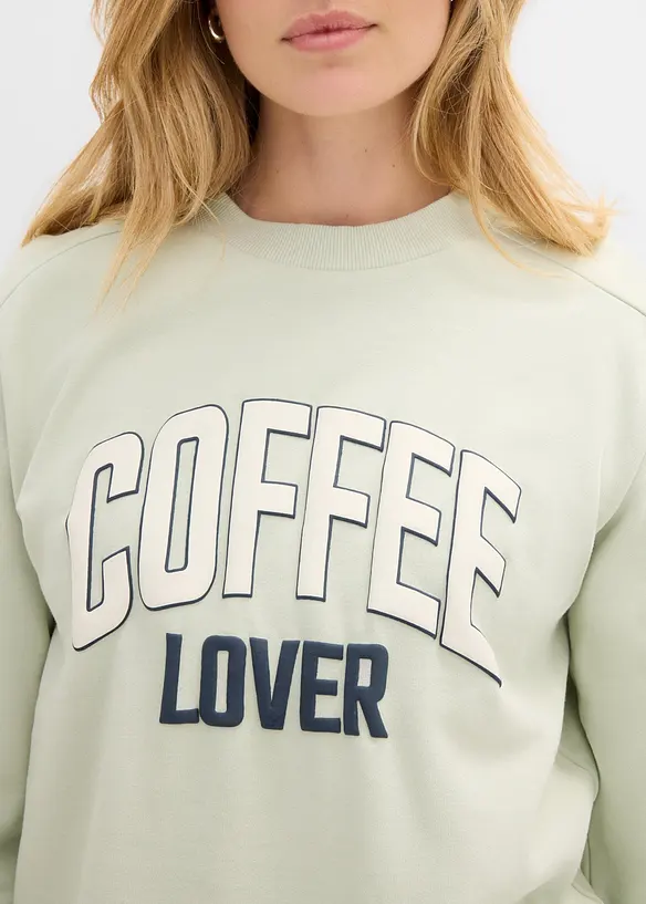 Sweatshirt i ekologisk bomull med puffigt tryck, bonprix