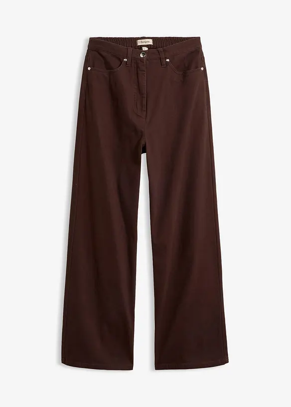 Twillbyxa med vida ben och h&ouml;g midja, bonprix
