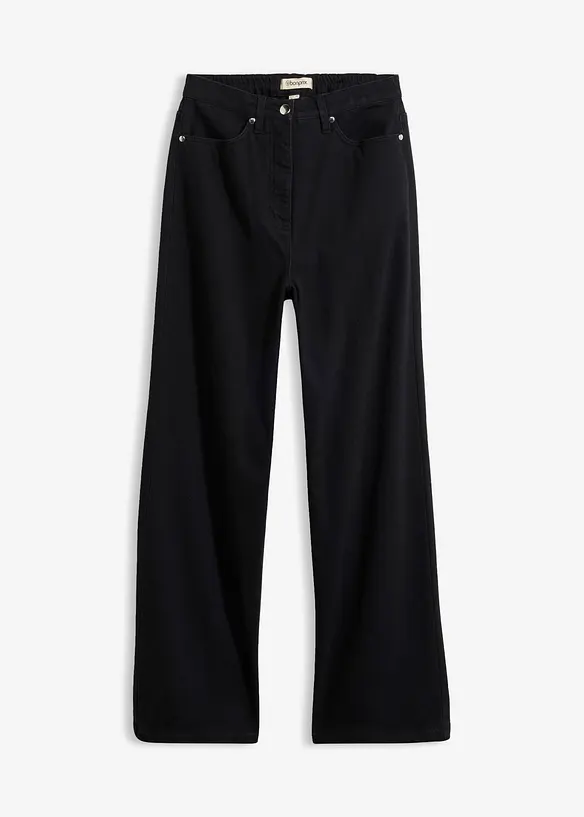 Twillbyxa med vida ben och h&ouml;g midja, bonprix