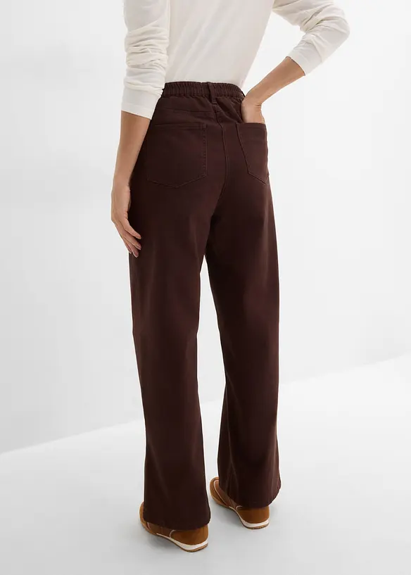 Twillbyxa med vida ben och h&ouml;g midja, bonprix