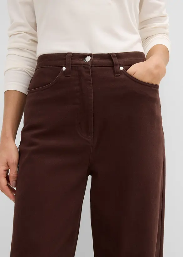 Twillbyxa med vida ben och h&ouml;g midja, bonprix