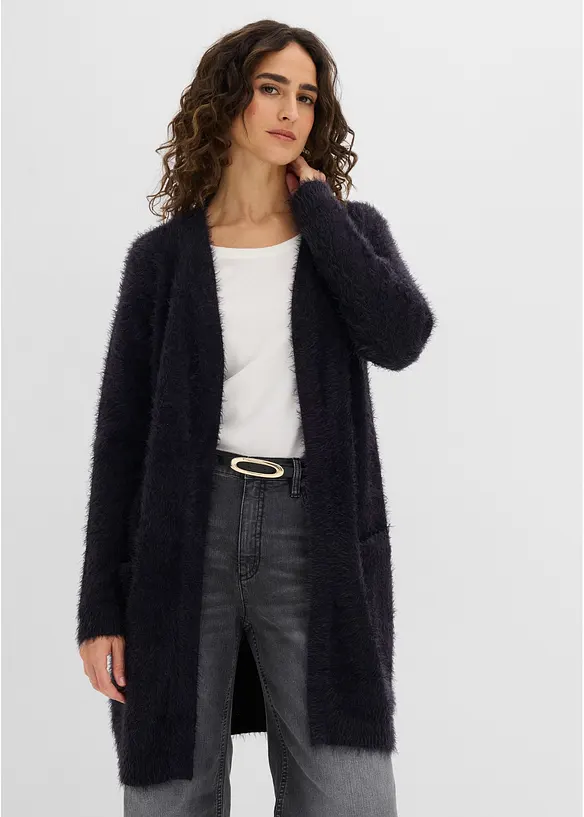 L&aring;ng cardigan med fluffig stil, bonprix