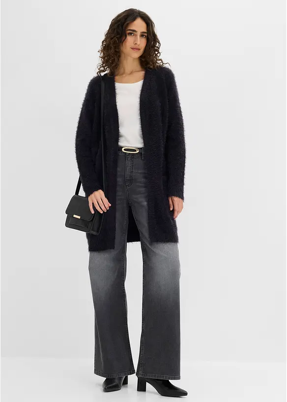 L&aring;ng cardigan med fluffig stil, bonprix