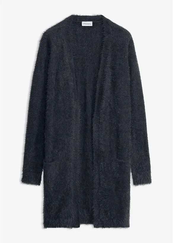 L&aring;ng cardigan med fluffig stil, bonprix