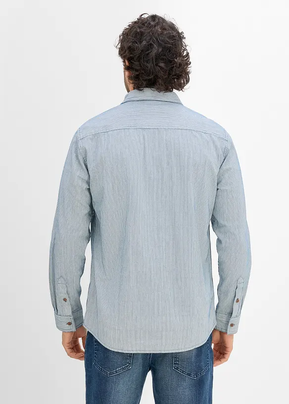 Jeansskjorta med l&aring;nga &auml;rmar, av bomull, bonprix