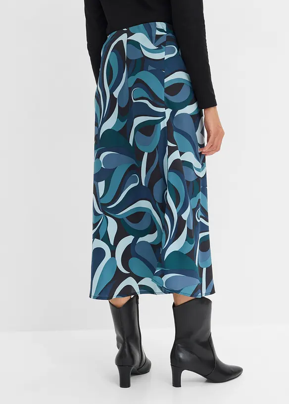 Mellanl&aring;ng kjol av f&ouml;ljsam satin, bonprix